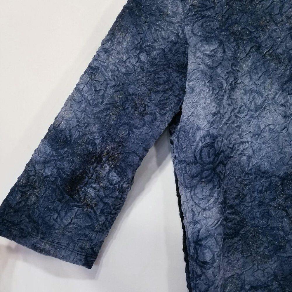 BonWorth Blue Shirt Size Xs Generous Fit Gold Sparkle Textured 3/4 Sleeve - Picture 5 of 5